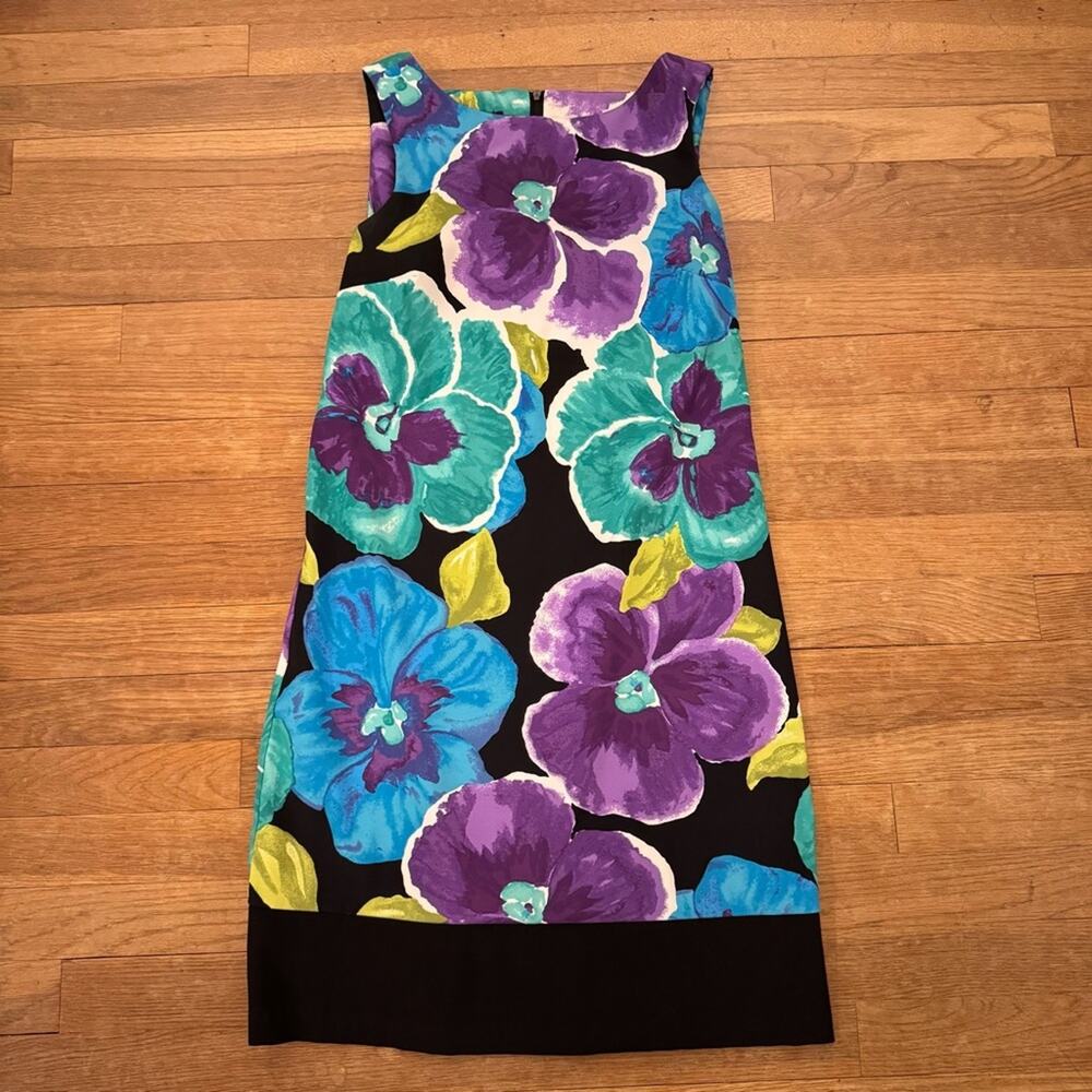 AGB purple teal sleeveless floral sheath mini dress size 6
b29